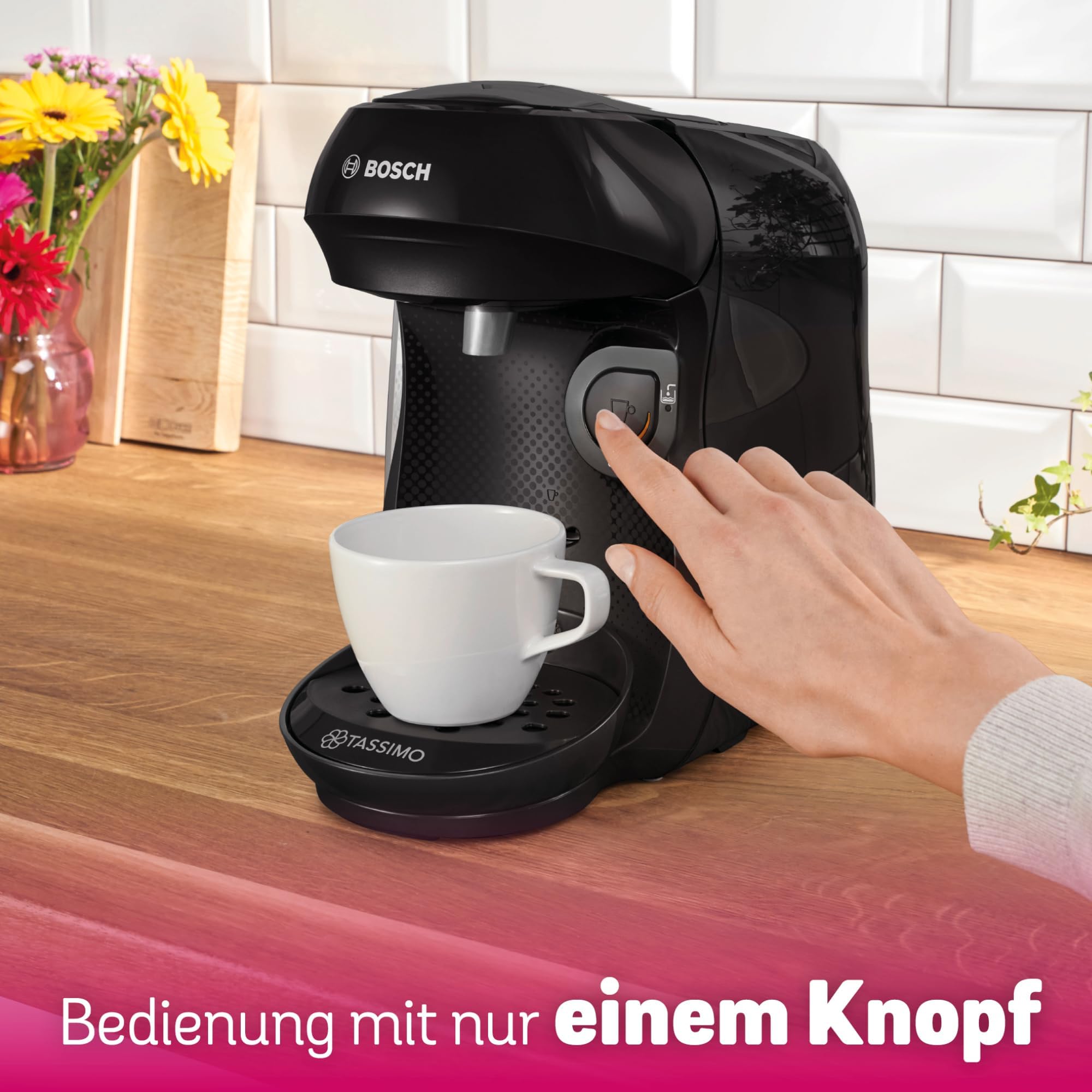 Tassimo Happy TAS1002 – Kapselmaschine, über 70 Getränke, INTELLIBREW™, 1400W, Schwarz