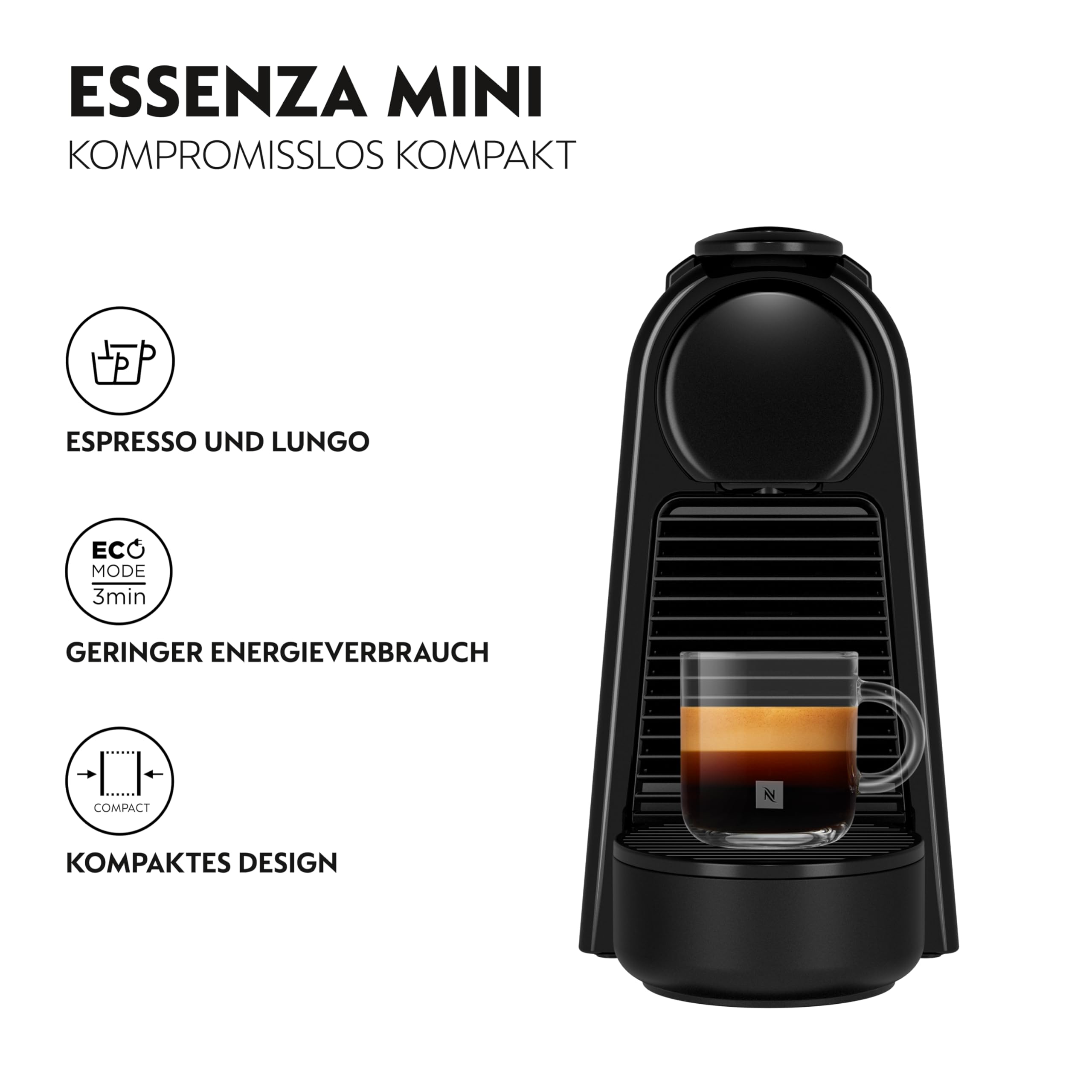 Essenza Mini EN85.B – Kapselmaschine, 19 Bar, Schwarz
