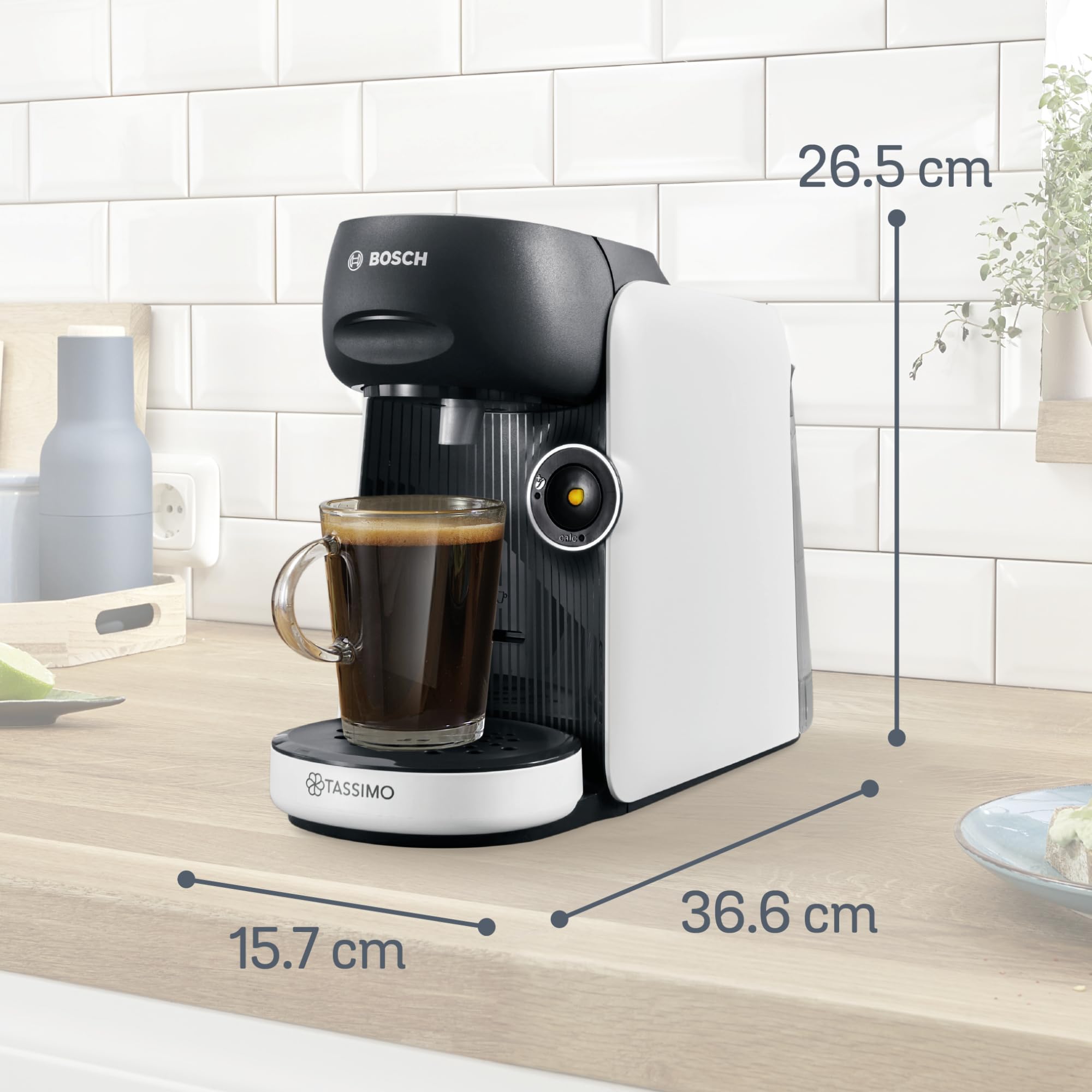 Tassimo Finesse TAS1104 – Kapselmaschine, IntensityBoost, über 70 Getränke, 1400W, Weiss/Schwarz
