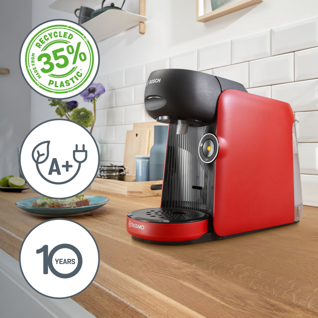 Tassimo Finesse TAS163E – Kapselmaschine mit IntensityBoost, über 70 Getränke, 1400W, Rot/Schwarz