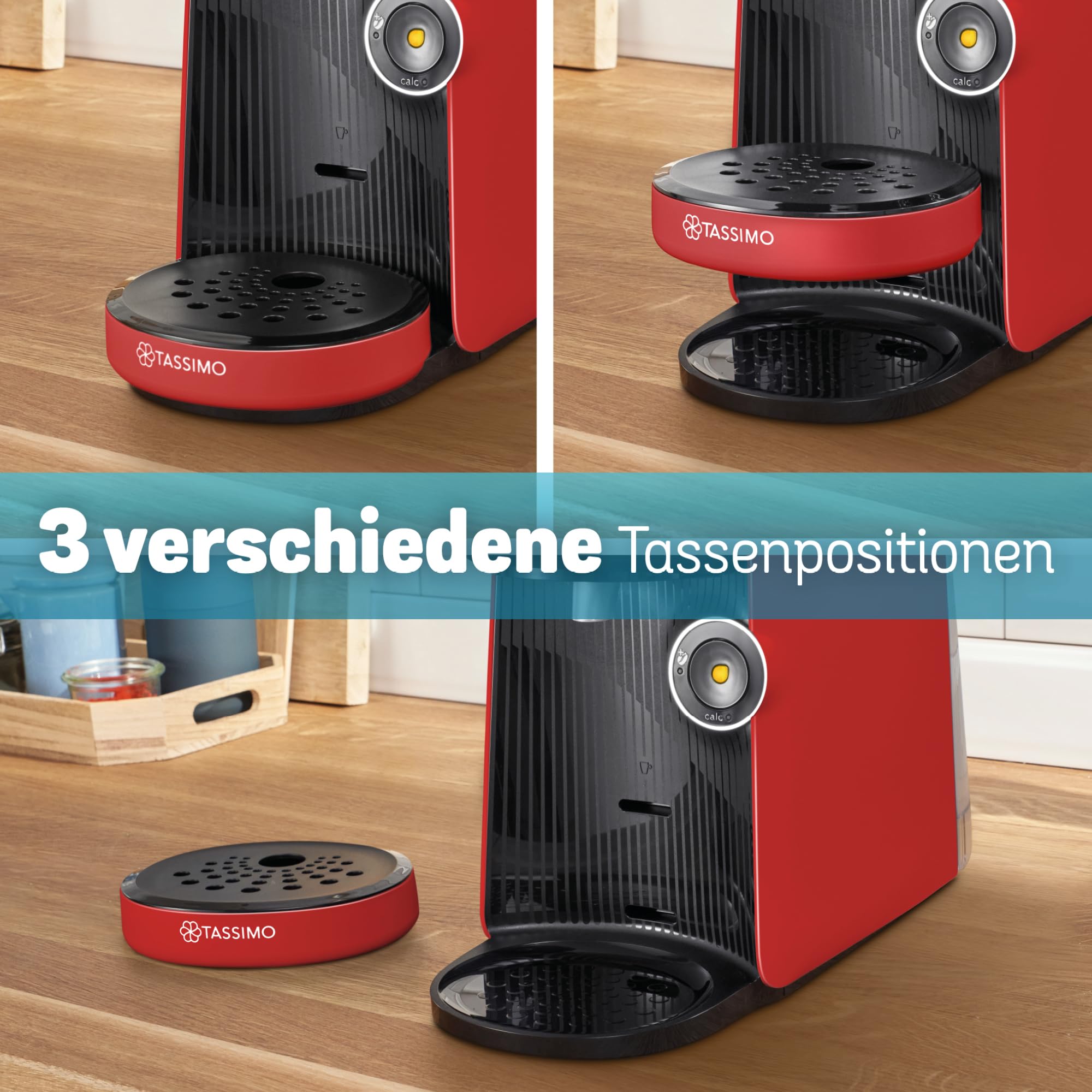 Tassimo Finesse TAS163E – Kapselmaschine mit IntensityBoost, über 70 Getränke, 1400W, Rot/Schwarz
