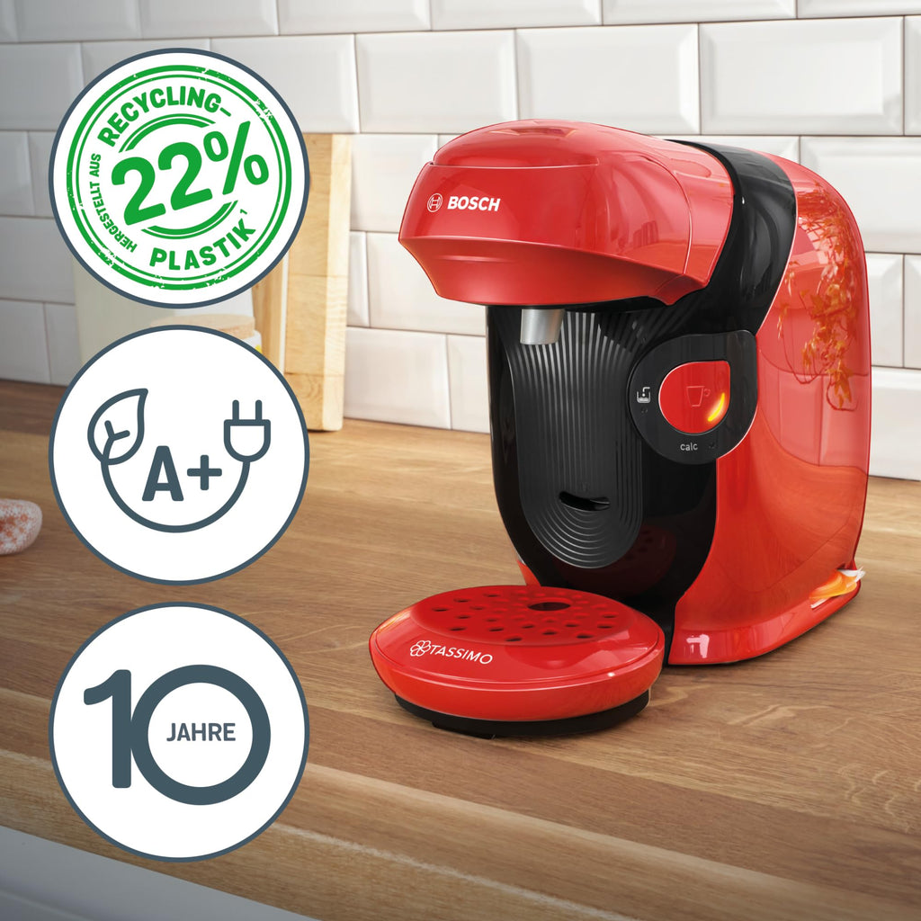 Tassimo Style TAS1103 – Kapselmaschine, über 70 Getränke, INTELLIBREW™, 1400W, Rot